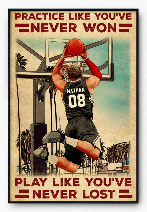 Custom Personalized Basketball Poster, Canvas, Vintage Style, Sport Gifts For Son, Gifts For Basketball Son, Basketball Lover Gifts, Personalized Basketball Gifts, Gift For A Basketball Player With Custom Name, Number & Appearance LMD0715B01SA