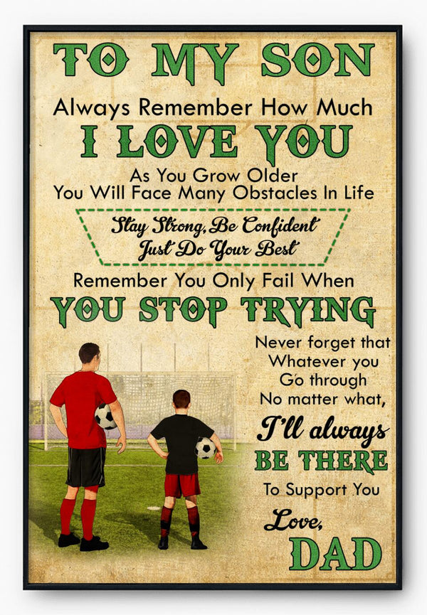 Custom Personalized To My Son Motivational Soccer Poster, Canvas with custom Name, Number, Appearance & Landscape, Vintage Style, Sport Gifts For Son NTB0412B06SA
