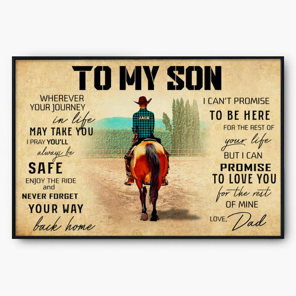 Custom Personalized Horse Poster, Canvas, Vintage Style, Poster To My Son Horse, Riding Horse Gifts For Kid, Gifts For Daughter Riding Horse With Custom Name Appearance & Landscape NTT0801B01DA