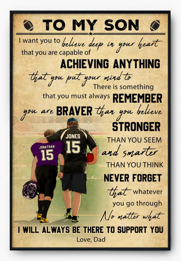 Custom Personalized Football Poster, Canvas, Vintage Style, Sport Gifts For Son, Football Lover Gifts, Personalized Football Gifts, Gift For Football Players With Custom Name, Number & Appearance LMD0907B01DA