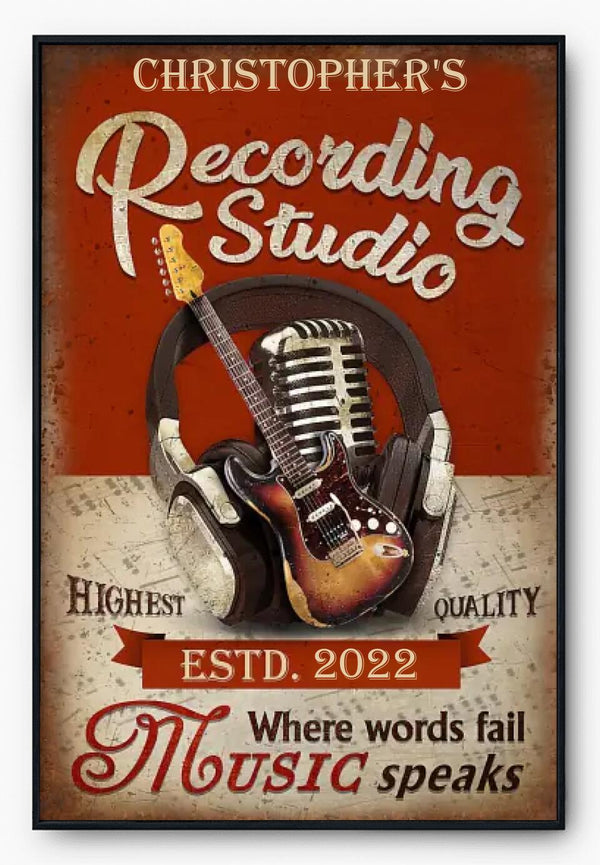 Custom Personalized Guitar Poster, Canvas, Vintage Style, Gifts For Guitarists, Gifts For Guitar Players With Custom Name & Year LTL0929B01DA