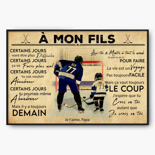 Poster, Canvas Personnalisées de Hockey sur Glace, Avec Nom, Numéro, Apparence & Paysage Personnalisés, Style Vintage, À Mon Fils, Cadeaux Pour Fils, Cadeau de Hockey sur Glace NTB0519B01DPFR