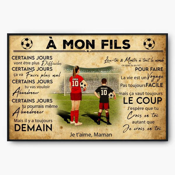Poster, Canvas Personnalisées de Soccer, Avec Nom, Numéro, Apparence & Paysage Personnalisés, Style Vintage, À Mon Fils, Cadeaux Pour Fils, Cadeau de Soccer TBN0330B01DPFR