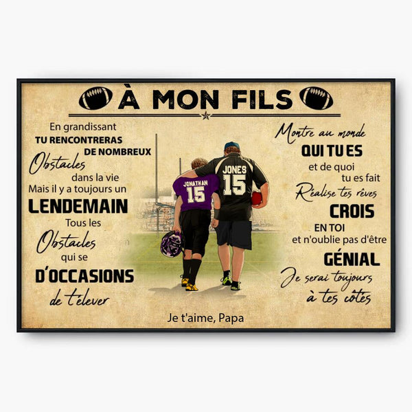 Poster, Canvas Personnalisées du Football Américain, Avec Nom, Numéro, Apparence & Paysage Personnalisés, Style Vintage, Cadeau Pour Fils  LMD0830B01DAFR