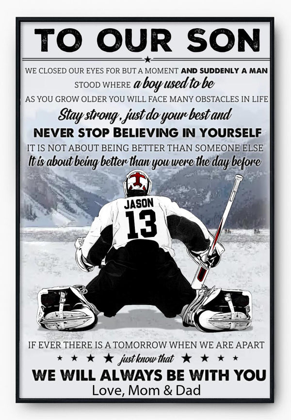 Custom Personalized Ice Hockey Poster, Canvas, Hockey Gifts, Gifts For Hockey Players, Sport Gifts For Son With Custom Name, Number, Appearance & Background LTL1117B01DA