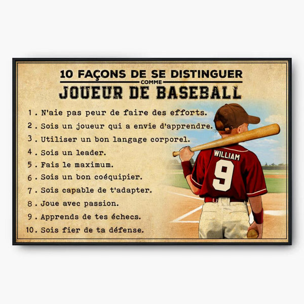 Poster, Canvas Personnalisées du Base-ball, Avec Nom, Numéro, Apparence & Paysage Personnalisés, Style Vintage, À Mon Fils, Cadeaux Pour Fils, Cadeau du Base-ball TBN0328B01DPFR