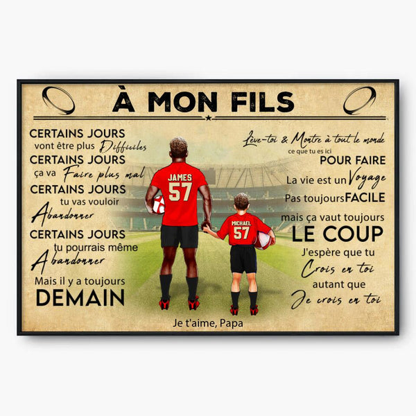 Poster, Canvas Personnalisées du Rugby, Avec Nom, Numéro, Apparence & Paysage Personnalisés, Style Vintage, Cadeau Pour Fils TBN0613A03DPFR