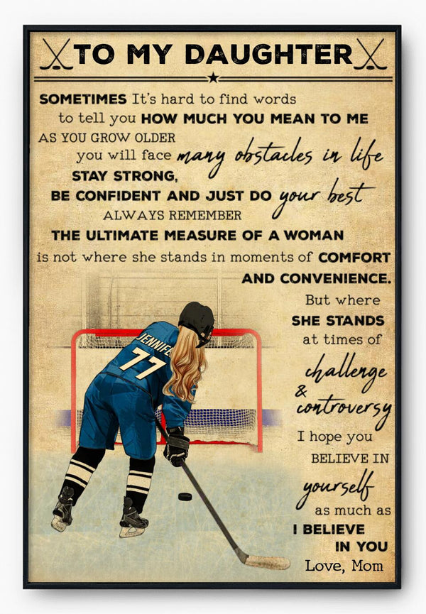 Custom Personalized Ice Hockey Poster, Canvas, Hockey Gifts, Gifts For Hockey Players, Sport Gifts For Daughter With Custom Name, Number, Appearance & Background TBN1026B01DA