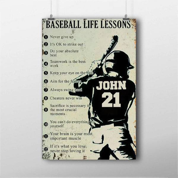 Personalized Baseball Poster, Canvas with custom Name & Number, Vintage Style, Sport Gifts For Son, Baseball Poster, Baseball Room Decor, Baseball Wall Decor, Baseball Poster Ideas NTB0310B14CL