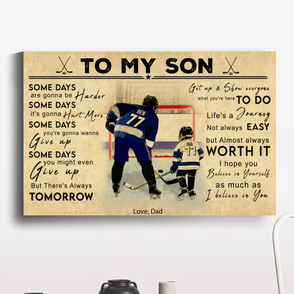 Custom Personalized Ice Hockey Poster, Canvas, Hockey Gifts, Gifts For Hockey Player, Sport Gifts For Son With Custom Name, Number, Appearance & Landscape NTB0519B01DP