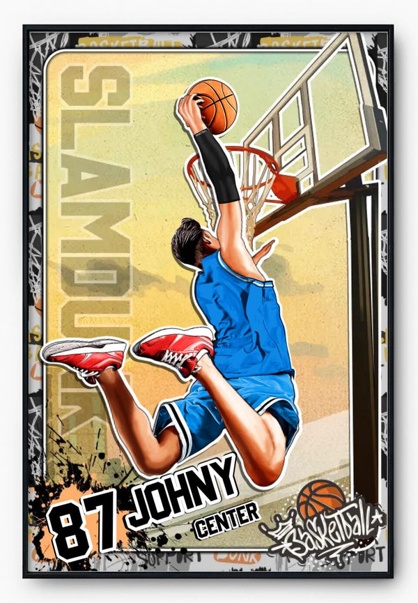 Custom Personalized Basketball Poster, Canvas, Vintage Style, Sport Gifts For Son, Gifts For Basketball Son, Basketball Lover Gifts, Personalized Basketball Gifts, Gift For A Basketball Player With Custom Name, Number & Appearance LMD1005B01DA