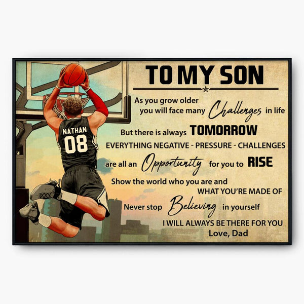 Custom Personalized Basketball Poster, Canvas, Vintage Style, Sport Gifts For Son, Gifts For Basketball Son, Basketball Lover Gifts, Personalized Basketball Gifts, Gift For A Basketball Player With Custom Name, Number & Appearance LMD0627B01SA