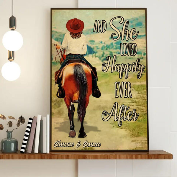 Custom Personalized Horse Poster, Canvas, Oil Paint Style, Best Gift For Horse Lover With Custom Name Appearance & Landscape TBN1015B01DA