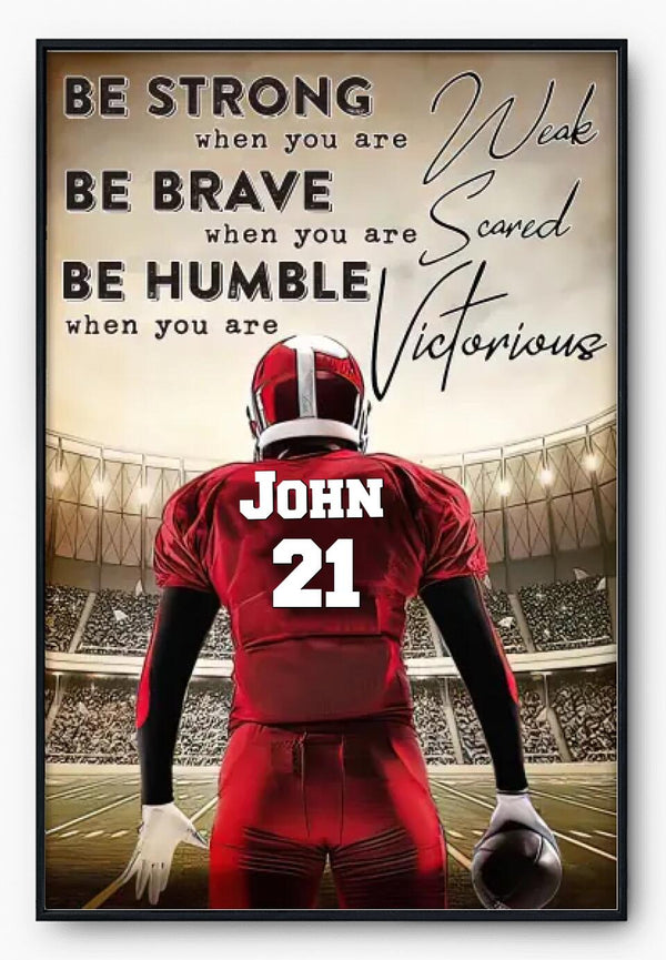 Personalized Football Poster, Canvas with custom Name & Number, Football Decoration, Football Gift, Gift For Football Player NTB031806CL