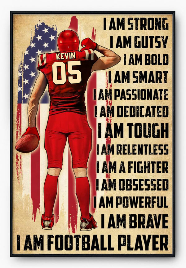 Custom Personalized Football Poster, Canvas, Vintage Style, Football Lover Gifts, Personalized Football Gifts, Gift For A Football Player With Custom Name, Number & Appearance LTL0818B01DA