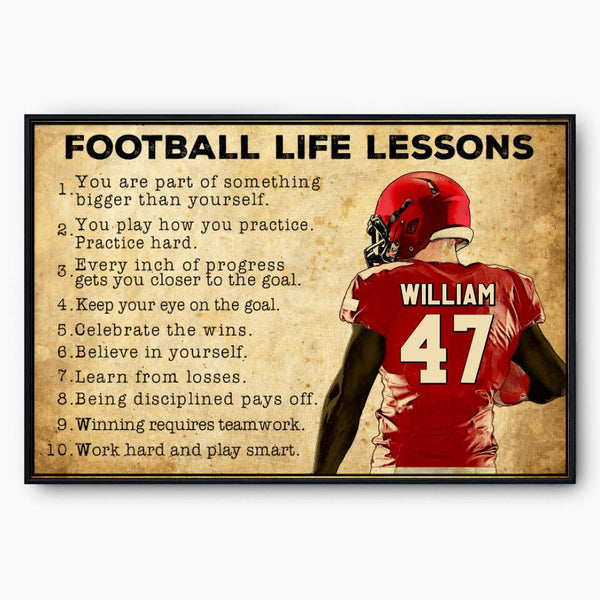 Personalized Football Poster, Canvas with custom Name, Number & Appearance, Football Decoration, Football Gift, Gift For Football Player NTB0316B01DP