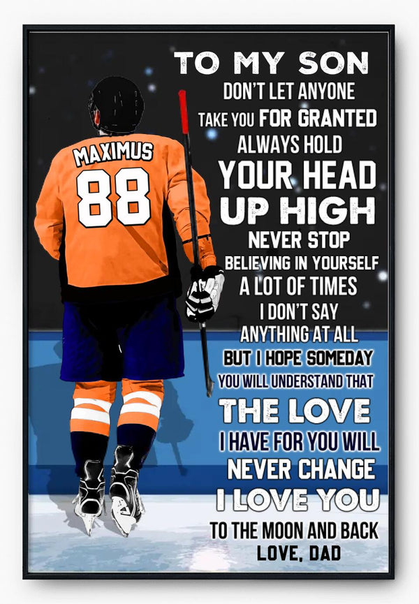 Custom Personalized Ice Hockey Poster, Canvas, Hockey Gifts, Gifts For Hockey Players, Sport Gifts For Son With Custom Name, Number, Appearance & Background LML0201C04DA