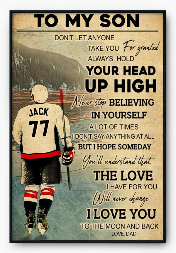 Custom Personalized Ice Hockey Poster, Canvas, Hockey Gifts, Gifts For Hockey Players, Sport Gifts For Son With Custom Name, Number, Appearance & Background LML0203C02DA