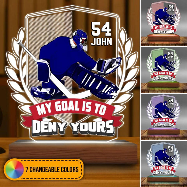 Custom Personalized Ice Hockey Led Night Light, Hockey Gifts, Gifts For Hockey Players, Sport Gifts For Son, Gifts For Goalie With Custom Name, Number, Appearance & Background LTL0209C01DA