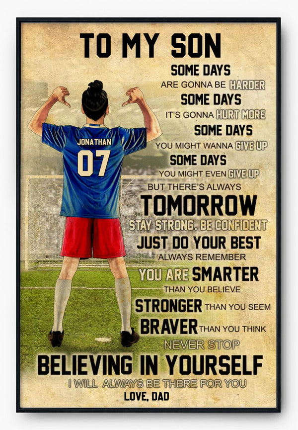 Custom Personalized Soccer Poster, Canvas, Soccer Gift, Gifts For Soccer Players, Sport Gifts For Son, Soccer Lover Gifts With Custom Name, Number, Appearance & Background LML0202C01DA