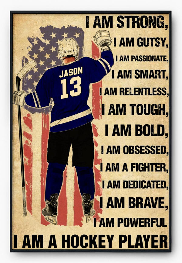 Custom Personalized Ice Hockey Poster, Canvas, Hockey Gifts, Gifts For Hockey Players, Sport Gifts For Son With Custom Name, Number & Appearance LTL0221C01DA
