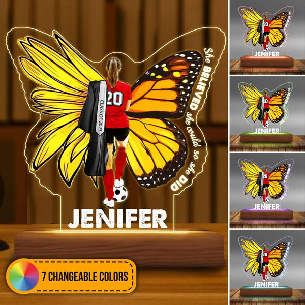 Custom Personalized Soccer Led Night Light, Soccer Gift, Gifts For Soccer Players, Sport Gifts For Daughter With Custom Name, Number & Appearance NTQ0217C02DA