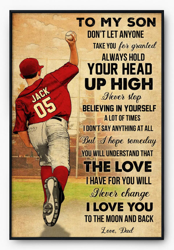 Custom Personalized Baseball Poster, Canvas, Vintage Style, Baseball Gifts, Baseball Poster, Baseball Room Decor With Custom  LMD0225C01DA