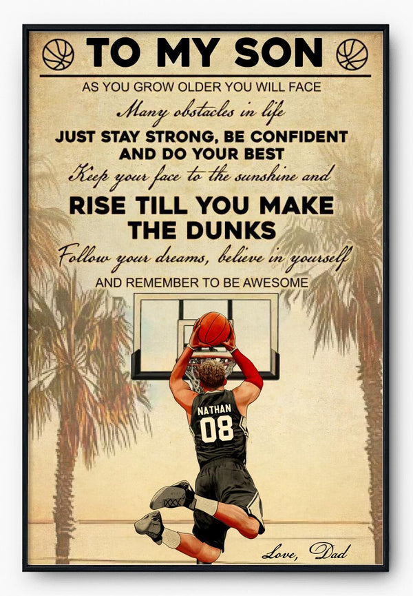 Custom Personalized Basketball Poster, Canvas, Vintage Style, Sport Gifts For Son, Gifts For Basketball Son, Basketball Lover Gifts, Personalized Basketball Gifts, Gift For A Basketball Player With Custom Name, Number & Appearance LML0201C03DA