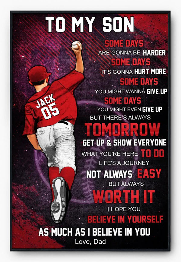 Custom Personalized Baseball Poster, Canvas, Baseball Gifts, Baseball Poster, Baseball Room Decor With Custom Name, Number & Appearance LMD0223C02DA