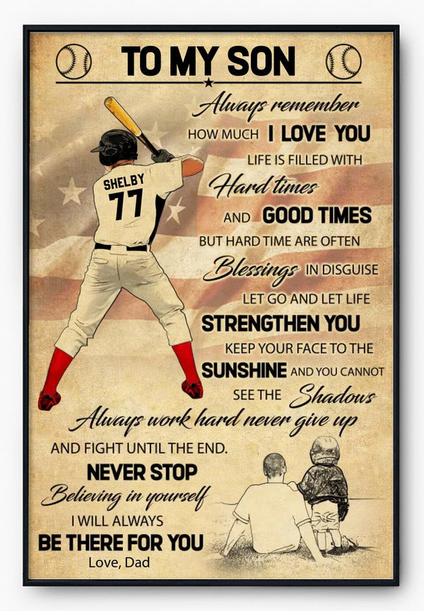 Custom Personalized Baseball Poster, Canvas, Vintage Style, Baseball Gifts, Baseball Poster, Baseball Room Decor With Custom Name, Number & Appearance LML0112C01DA