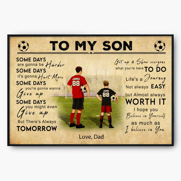 Custom Personalized To My Son Motivational Soccer Poster, Canvas with custom Name, Number, Appearance & Landscape, Vintage Style, To My Son, Gifts For Daughter, Gifts For Son, Soccer Gift NTB0304B02DP