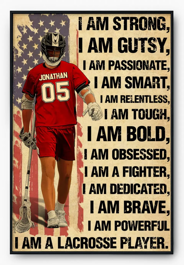Custom Personalized Lacrosse Poster, Canvas, Gifts For Son, Lacrosse Gift, Gifts For Lacrosse Players With Custom Name, Number & Appearance NHT0509B01SA
