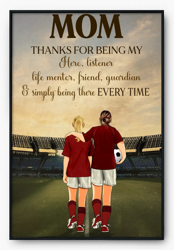 Custom Personalized Soccer Poster, Canvas with custom Name, Number & Appearance, Thanks For Being My Hero, Gifts For Mom, Soccer Poster, Soccer Wall Decor, LLL0530C03HV