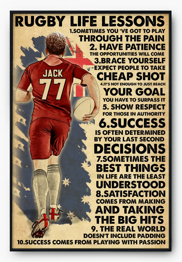 Custom Personalized Rugby Poster, Canvas, Gifts For Son, Rugby Gift With Custom Name, Number, Appearance & Background THE0613A02DP
