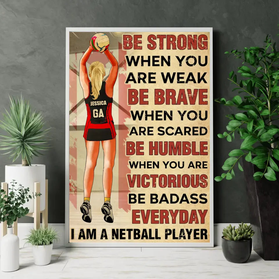 Custom Personalized Netball Poster, Canvas with custom Name, Number ...