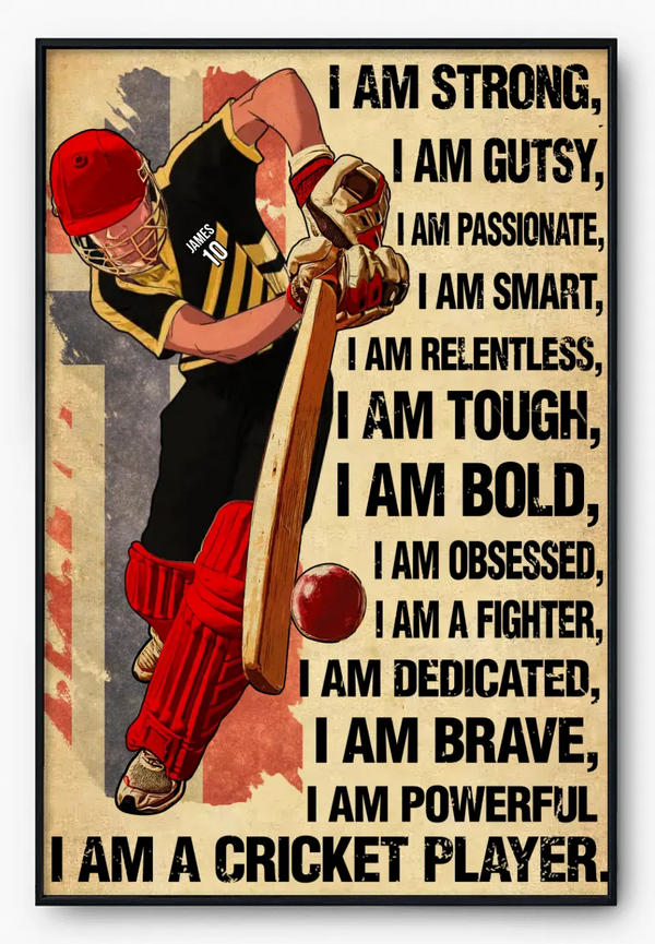 I Am A Cricket Player, Custom Personalized Cricket Poster, Canvas, Cricket Gift, Gifts For Cricket Players HTL0628C02HV