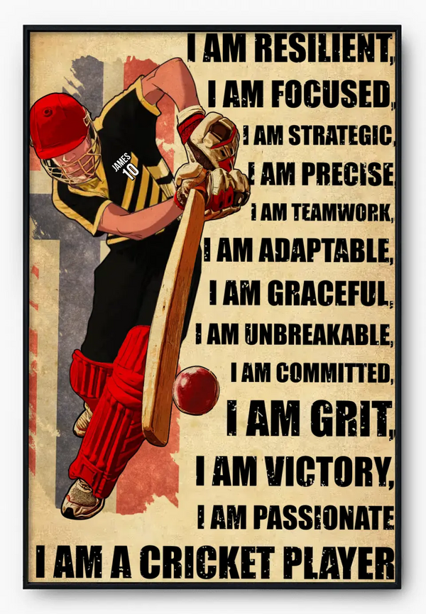 Personalized Cricket Poster, Canvas With Custom Name, Cricket Gift, Gifts For Cricket Players HTL0703C02DP