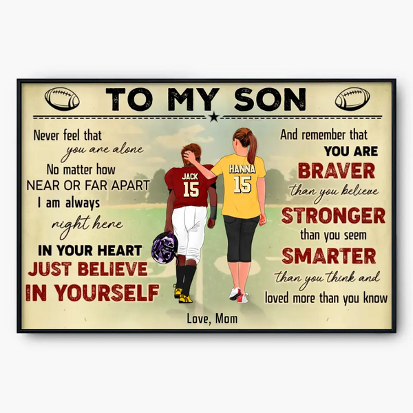 Football Poster, Canvas with custom Name, Number & Appearance, American Football Gift, Gifts For American Football Players, Sport Gifts For Son, Football Lover Gifts Lovers LLL0629C02SA