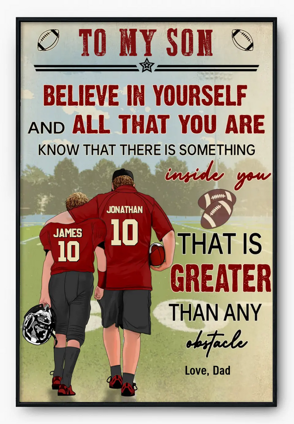 Football Poster, Canvas with custom Name, Number & Appearance, American Football Gift, Gifts For American Football Players, Sport Gifts For Son, Football Lover Gifts Lovers LLL0629C01HV