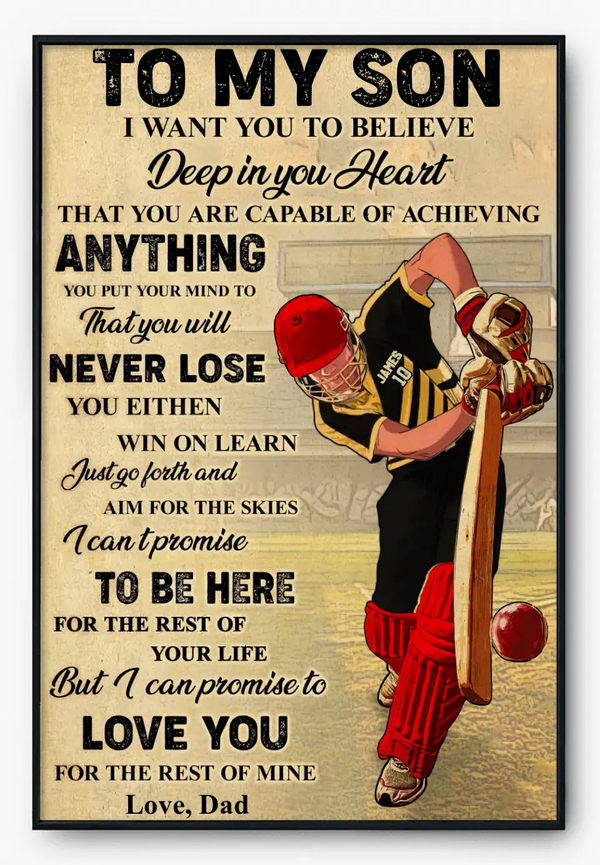 Custom Personalized Cricket Poster, Canvas, To My Son, Gifts For Son, Cricket Gift, Gifts For Cricket Players HTL0701C01SA