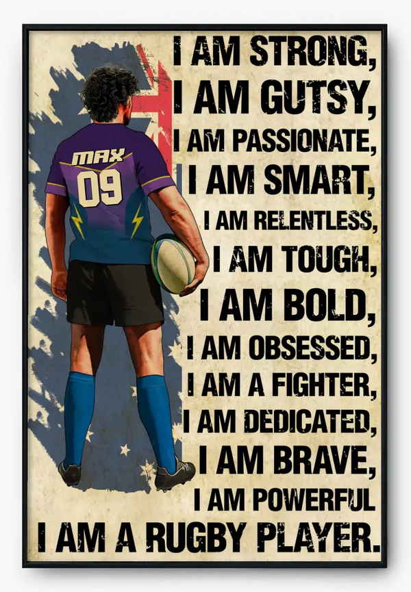 Personalized Rugby Poster, Canvas With Custom Name, Gifts For Rugby Lovers, Gifts For Cricket Players, Rugby Lovers Gifts HTL0727C01SA