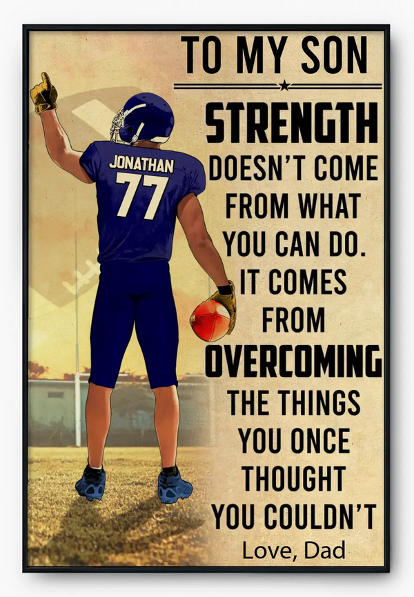 Football Poster, Canvas with custom Name, Number & Appearance, American Football Gift, Gifts For American Football Players, Sport Gifts For Son, Football Lover Gifts LLL0803C01DP