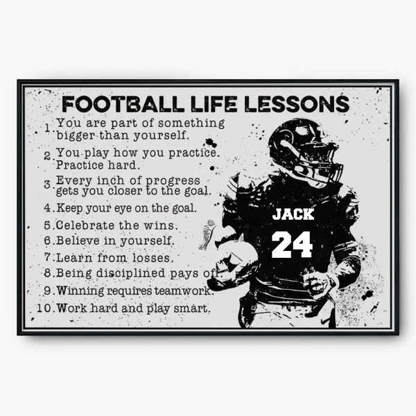 Personalized Football Poster, Canvas with custom Name & Number, Sport Gifts NTB031805CL