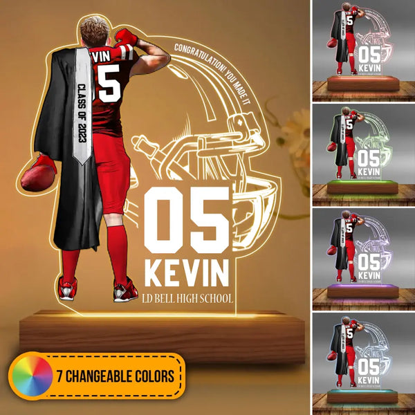 Custom Personalized Football Led Night Light with custom Name, Number & Appearance, Football Gift, Gifts For Football Players, Sport Gifts For Son, Football Lover Gifts, Graduation Gifts NHT2208C03DA