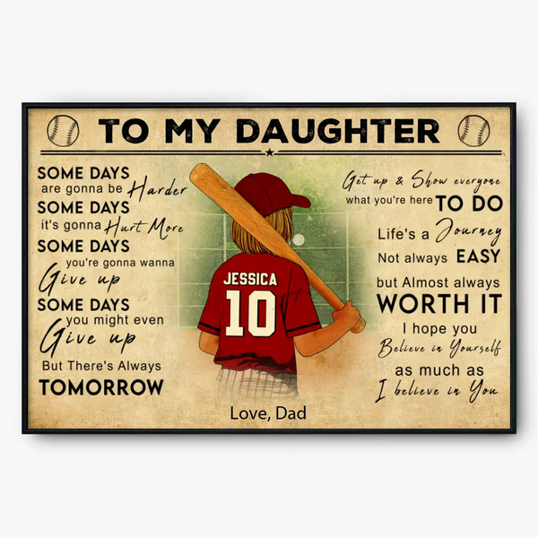 Custom Personalized Softball Poster, Canvas, Vintage Style, Sport Gifts For Daughter, Baseball Poster, Baseball Room Decor, Baseball Wall Decor, Baseball Poster Ideas With Custom Name, Number, Appearance & Landscape NTB0601B01SA