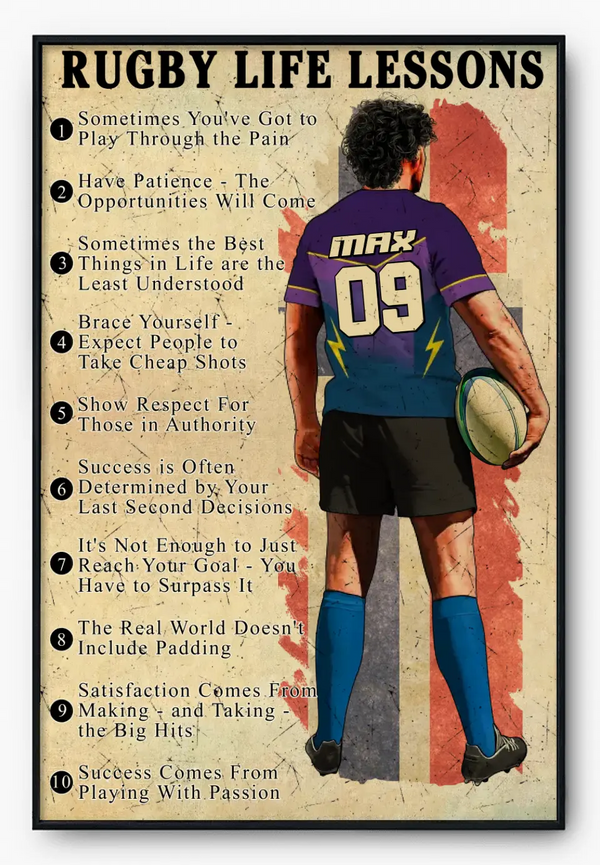 Rugby Life Lessons, Custom Personalized Rugby Poster, Canvas, Rugby Gift, Gifts For Rugby Lovers, Rugby Lovers Gifts HTL0729C01DP