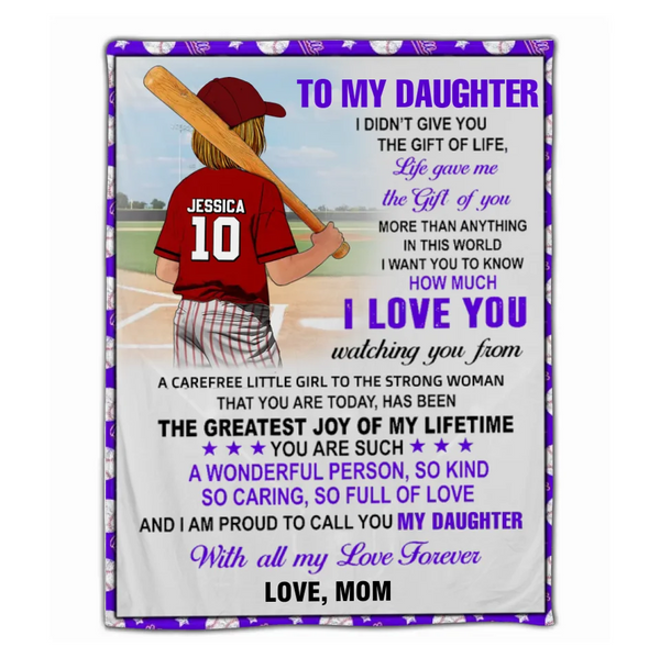 Custom Personalized Baseball Blanket, Gift For Baseball Players, Christmas Gift For Daughter With Custom Name, Number, Appearance & Landscape LMD1013B09DA