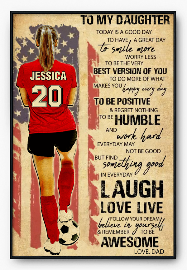 Custom Personalized Soccer Poster, Canvas, Soccer Gift, Gifts For Soccer Players, Sport Gifts For Son, Sport Gifts For Daughter, Soccer Lover Gifts With Custom Name, Number, Appearance & Background LMD1129B01DA