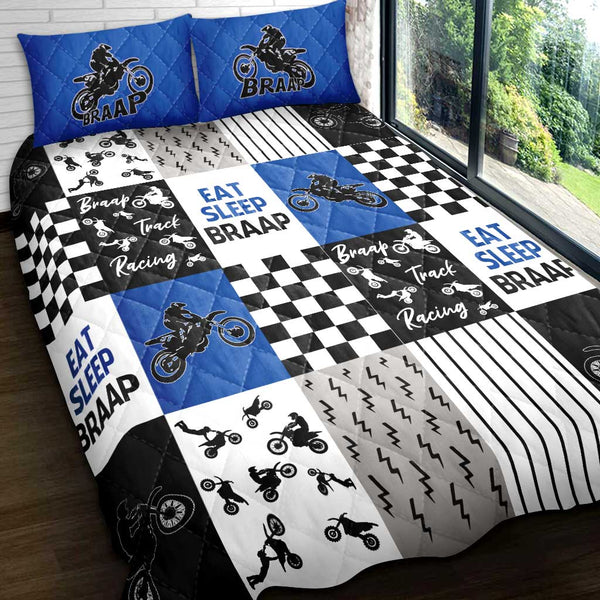 Motocross Eat Sleep Braap Motocross Quilt Bedding Set motx-braapb-i2-d1 - Unitrophy