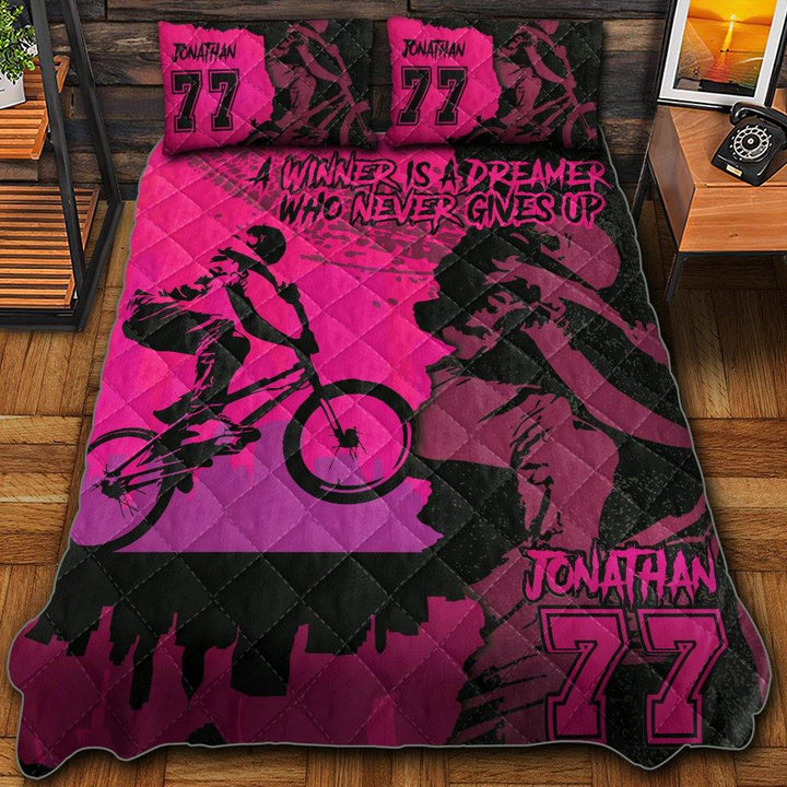 BMX Racing Name & Number Personalized Quilt Bedding Set Dbq0820B01Adp - Unitrophy